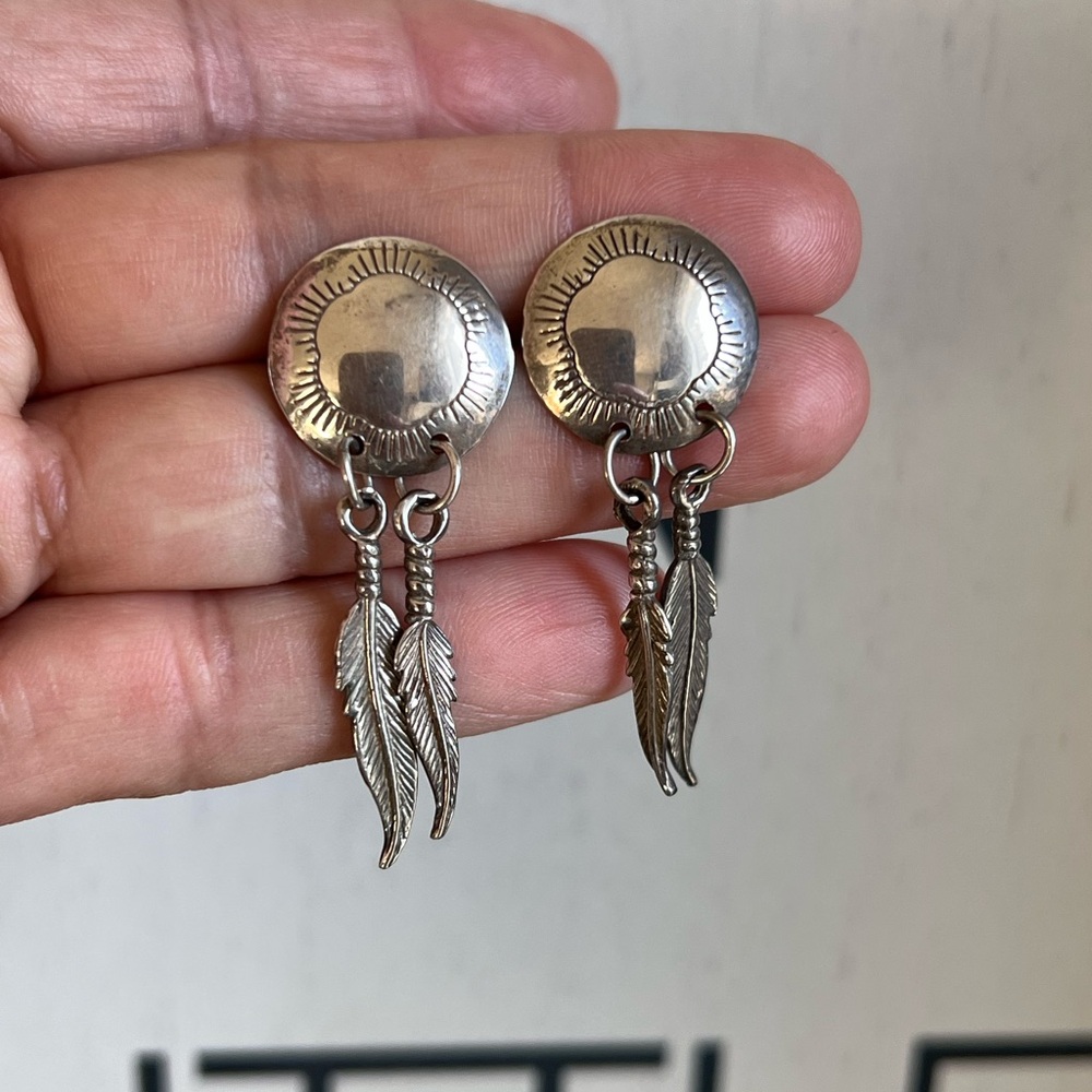 Sterling Silver Feather Dangle Earrings